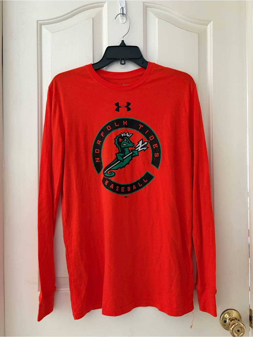 Under Armour Men's Norfolk Tides Orange Long-Sleeve Baseball Tee